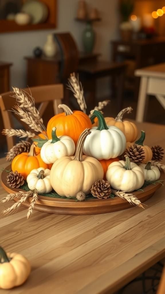 Pumpkin Centerpieces With Natural Accents