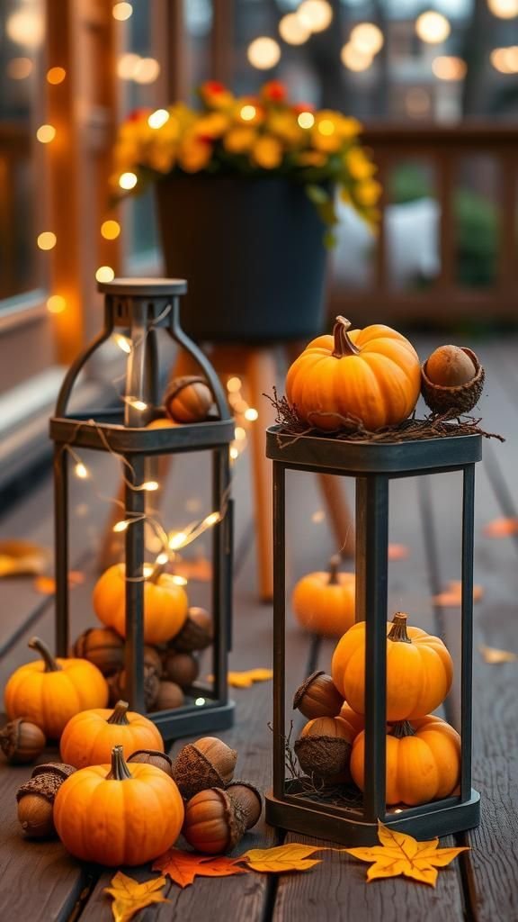 Rustic Lanterns With Seasonal Fillers