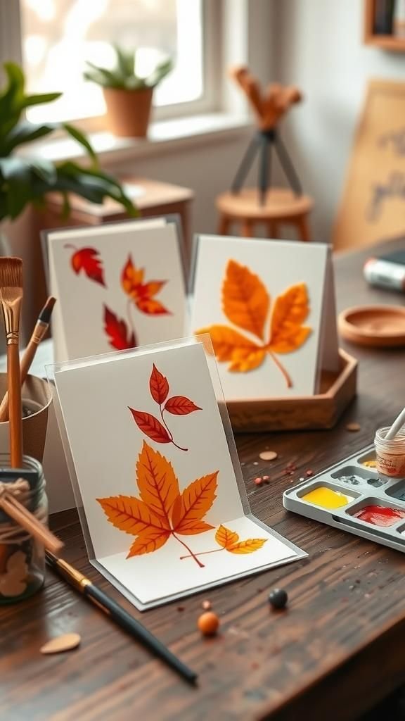 Create Leaf Print Greeting Cards