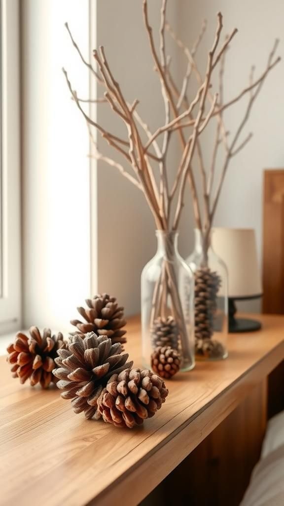 Introduce Natural Elements Like Pinecones and Branches