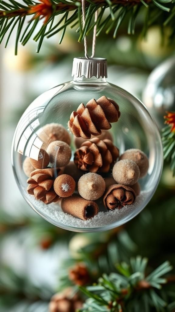 Clear Glass Globe Fillers with Natural Elements