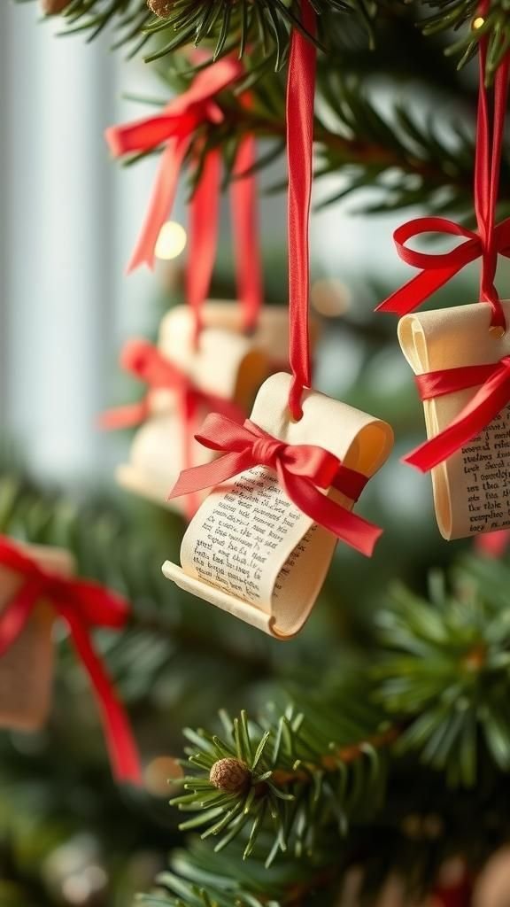 Handwritten Quote Scroll Ornaments on Parchment