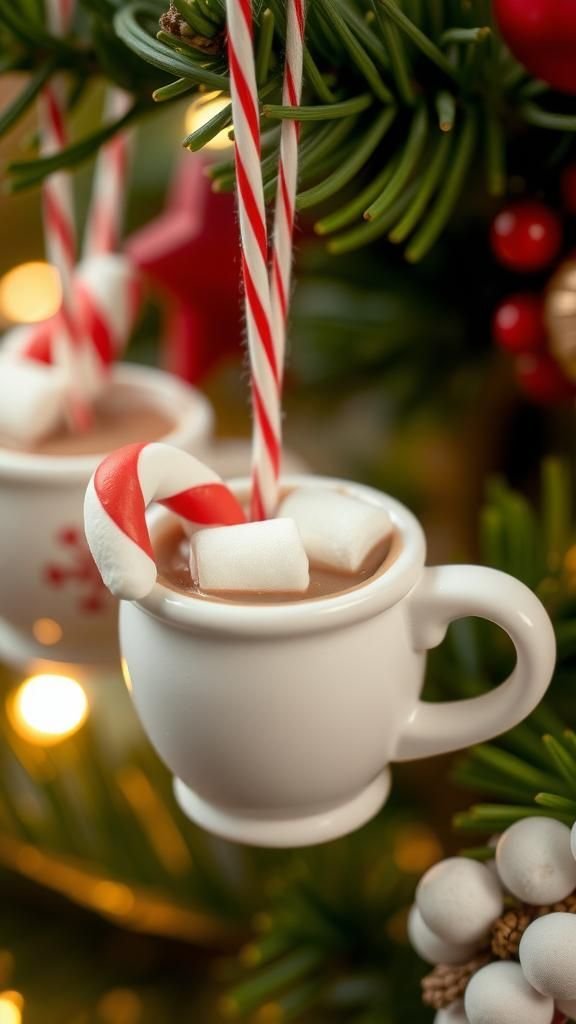Miniature Hot Cocoa Mug Ornaments