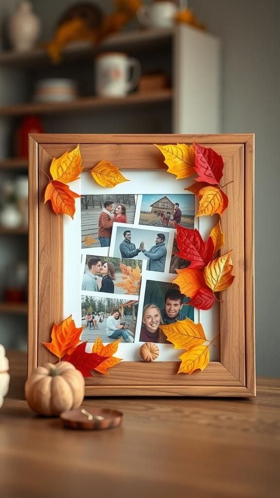 Leaf-Decorated Photo Frames for Autumn Memories