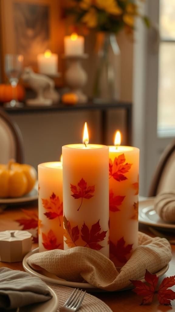 Leaf-Embedded Candles for Autumn Atmosphere