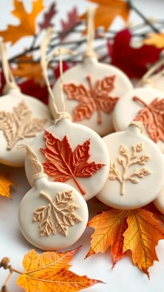 Leaf-Patterned Clay Ornaments for Seasonal Decor