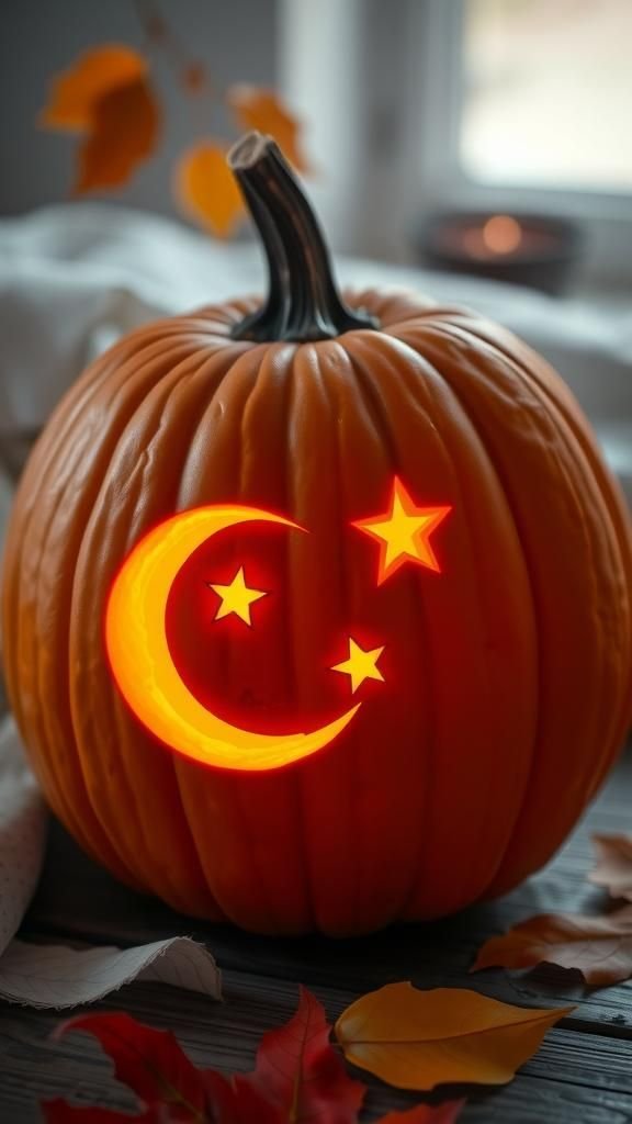 Minimalist Moon and Stars Carving