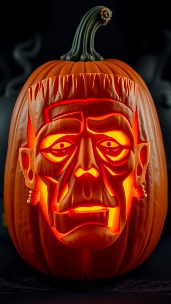 Pumpkin Carved as a Classic Movie Monster