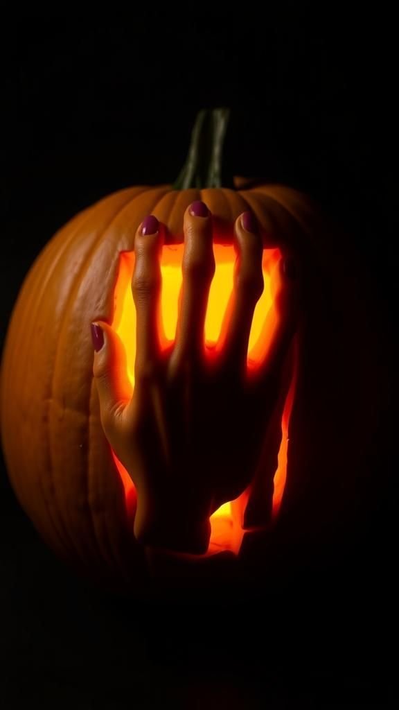 Pumpkin With a Creepy Claw Hand