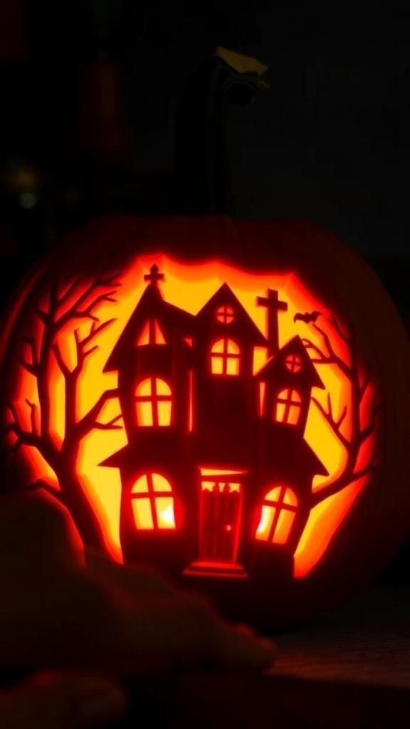 Spooky Haunted House Silhouette Design