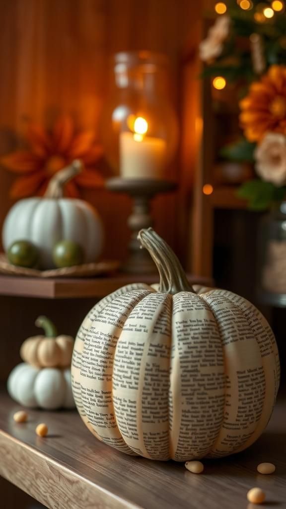 Decoupage Pumpkins with Vintage Paper Designs