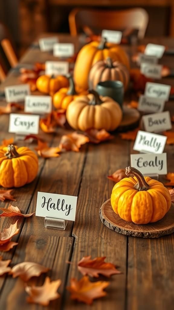 Mini Pumpkins as Place Card Holders