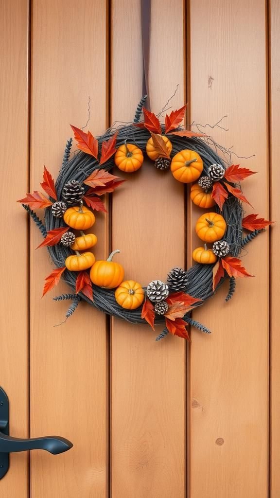 Natural Pumpkin Wreaths for Door Decoration