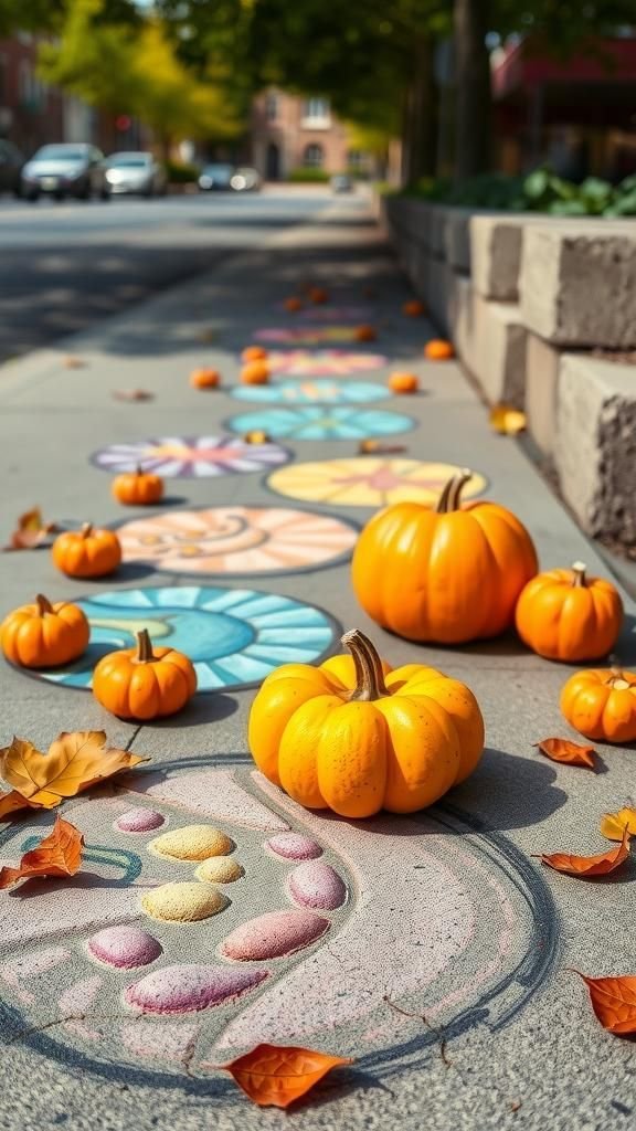 Pumpkin Chalk Art Display for Outdoor Fun