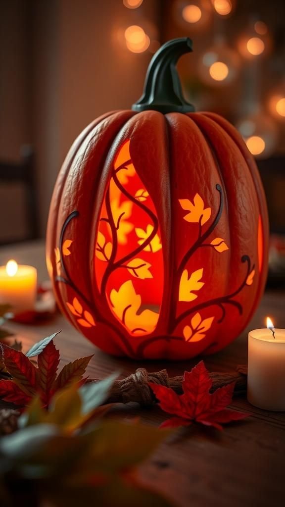 Pumpkin Lanterns with Intricate Cutouts