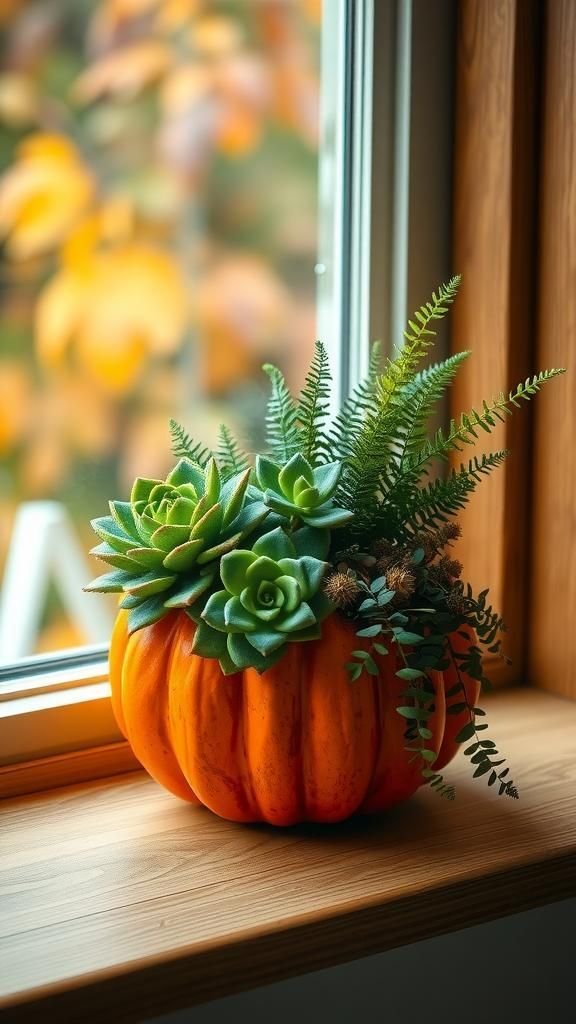 Pumpkin Planters for Succulents and Greens