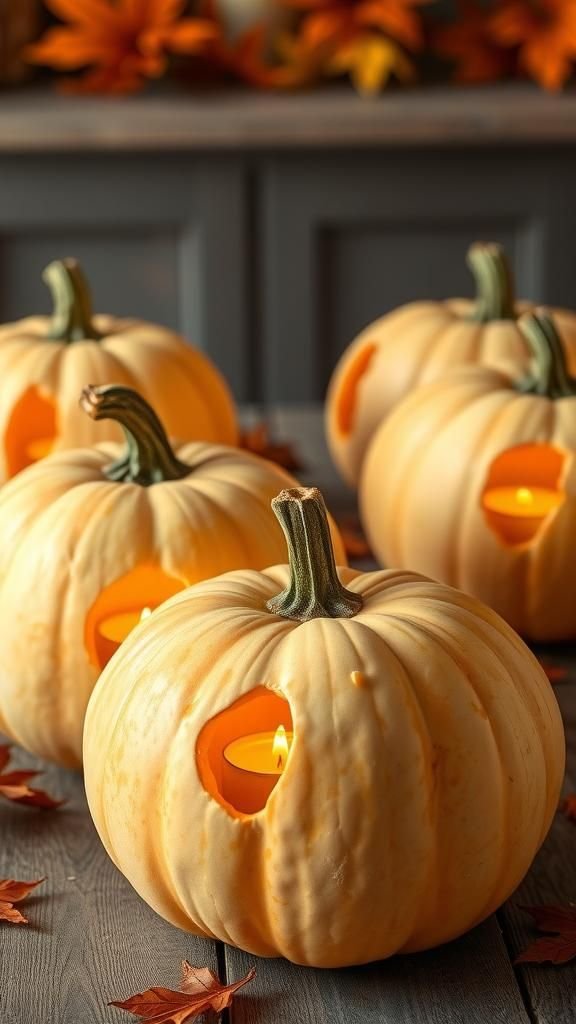 Pumpkin Spice Candle Holders with Rustic Charm
