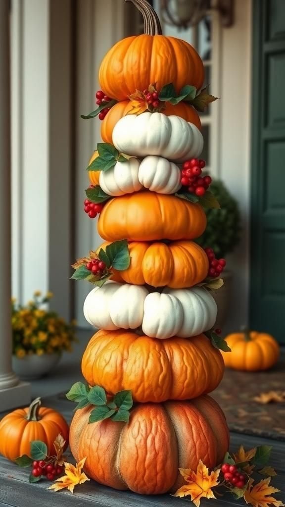Pumpkin Topiary for Structured Outdoor Decor