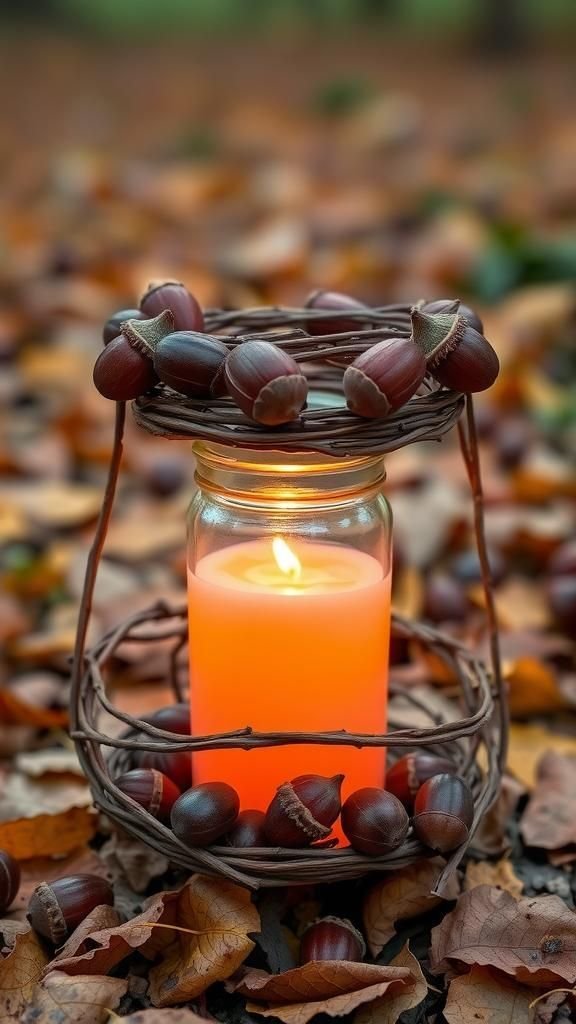 Acorn and Twig Lanterns for Cozy Rustic Ambiance