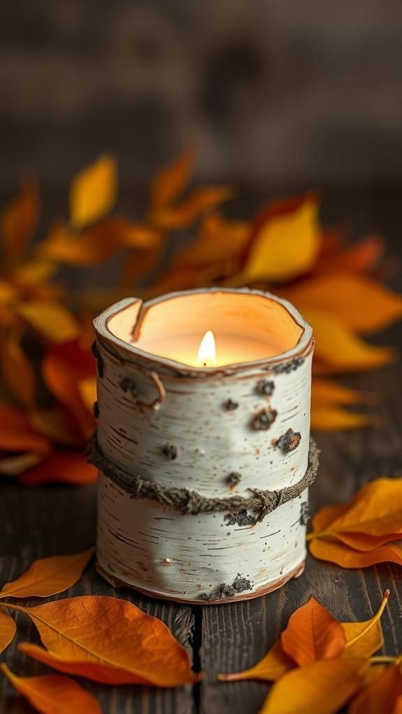 Birch Bark Candle Holders for Woodland Charm