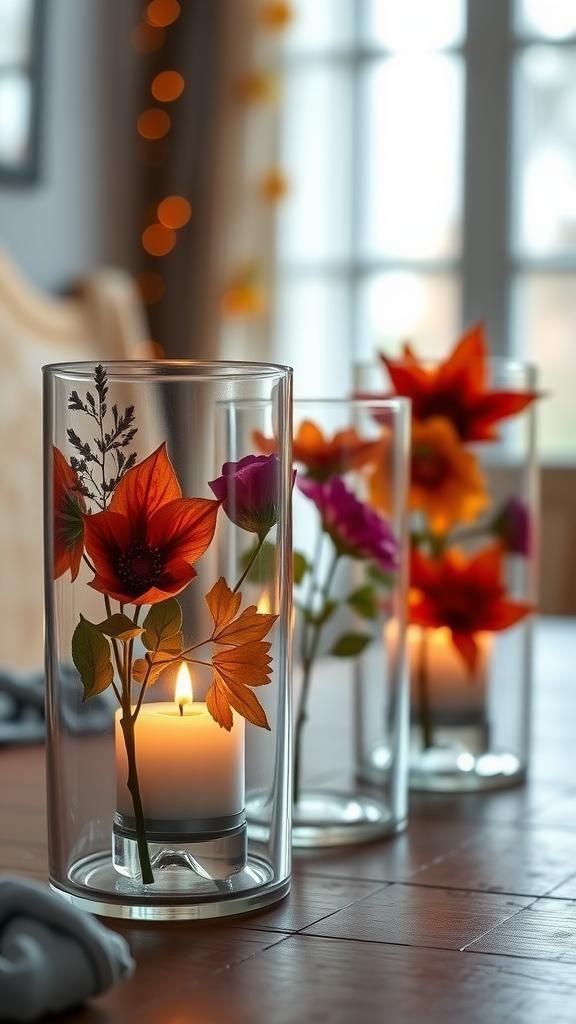 Pressed Flower Candle Holders for Soft Autumn Beauty