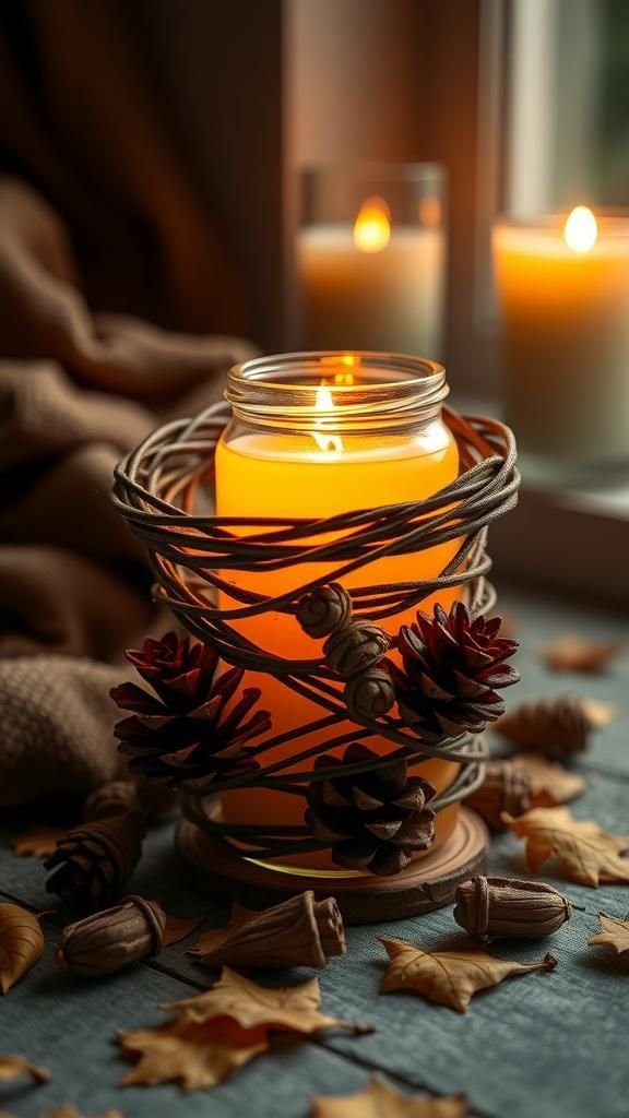 Rustic Pinecone Candle Holders for Natural Warmth