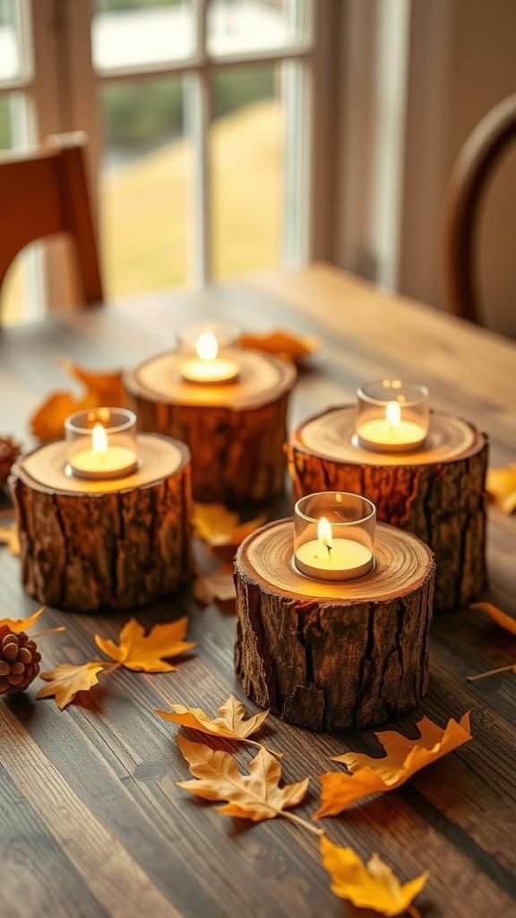 Wood Slice Candle Holders for Rustic Elegance