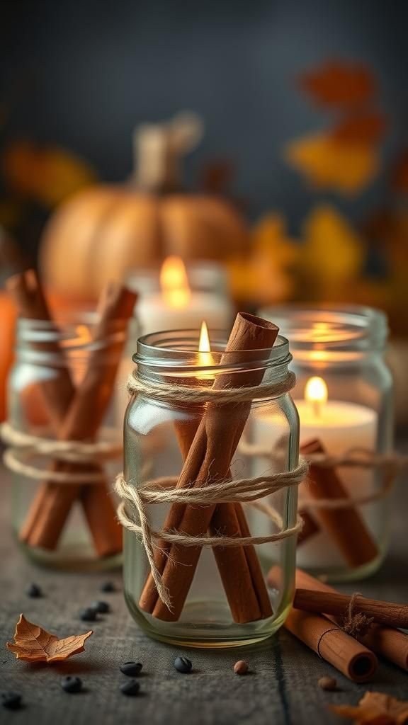 Pumpkin Spice Scented Candle Holders Using Mason Jars