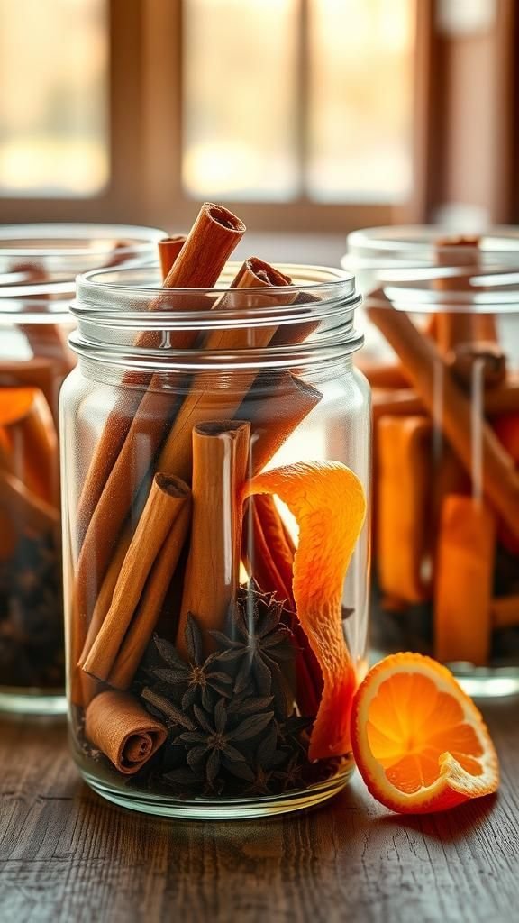 Pumpkin Spice Scented Decorative Jars with Layered Spices
