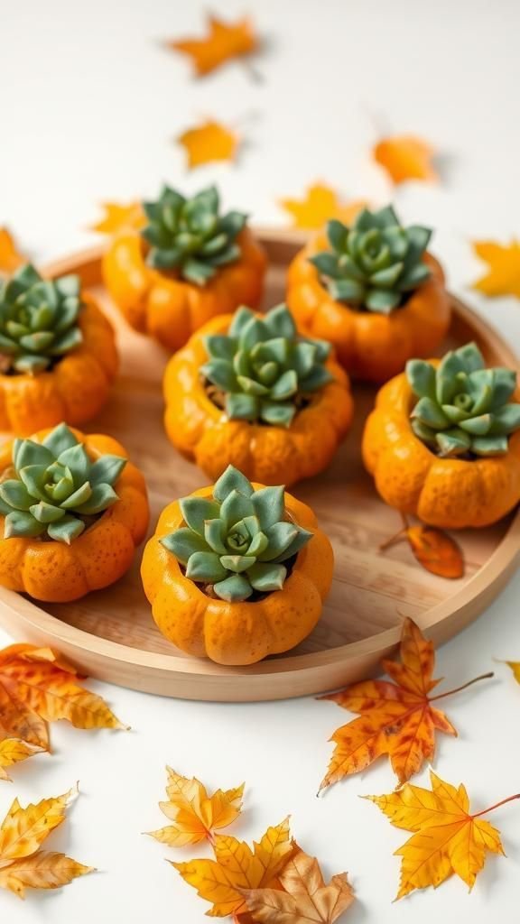 Miniature Pumpkin Succulent Planters For A Modern Look