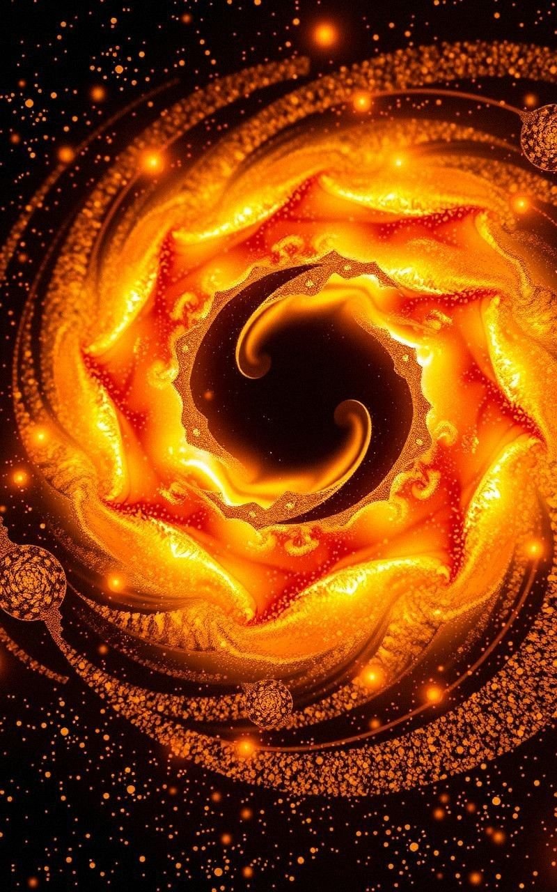 Golden Spiral Galaxy with Glittering Dust