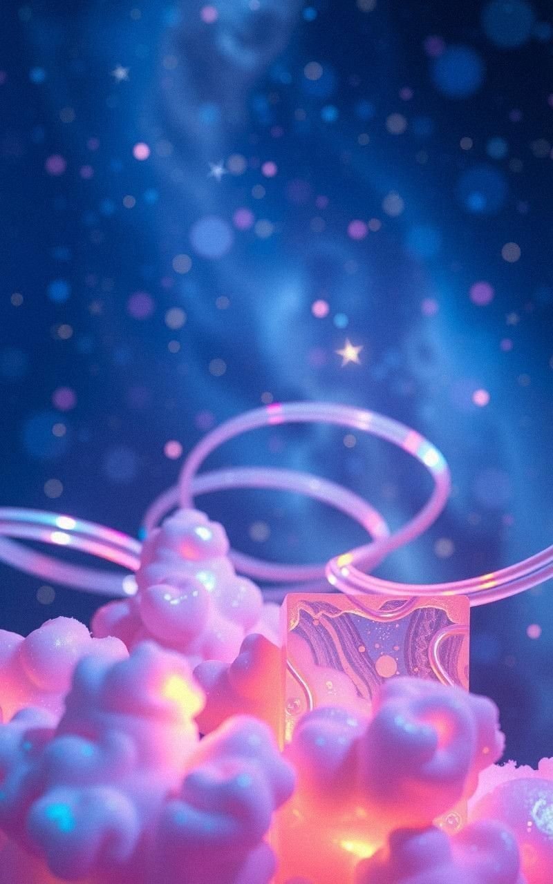 Iridescent Galaxy with Rainbow Light Reflections