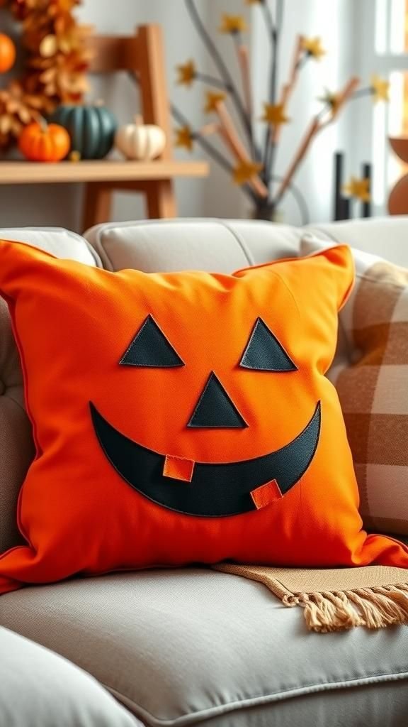 Classic Jack-O’-Lantern Face Pillow Cover