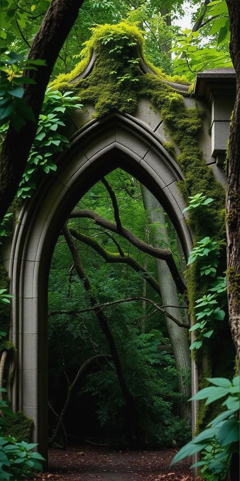 Ancient Stone Archway Hidden in Forest