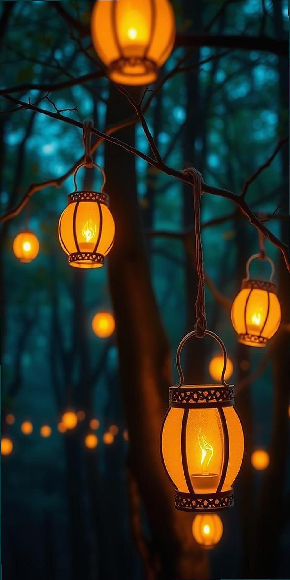 Enchanting Twilight with Glowing Lanterns