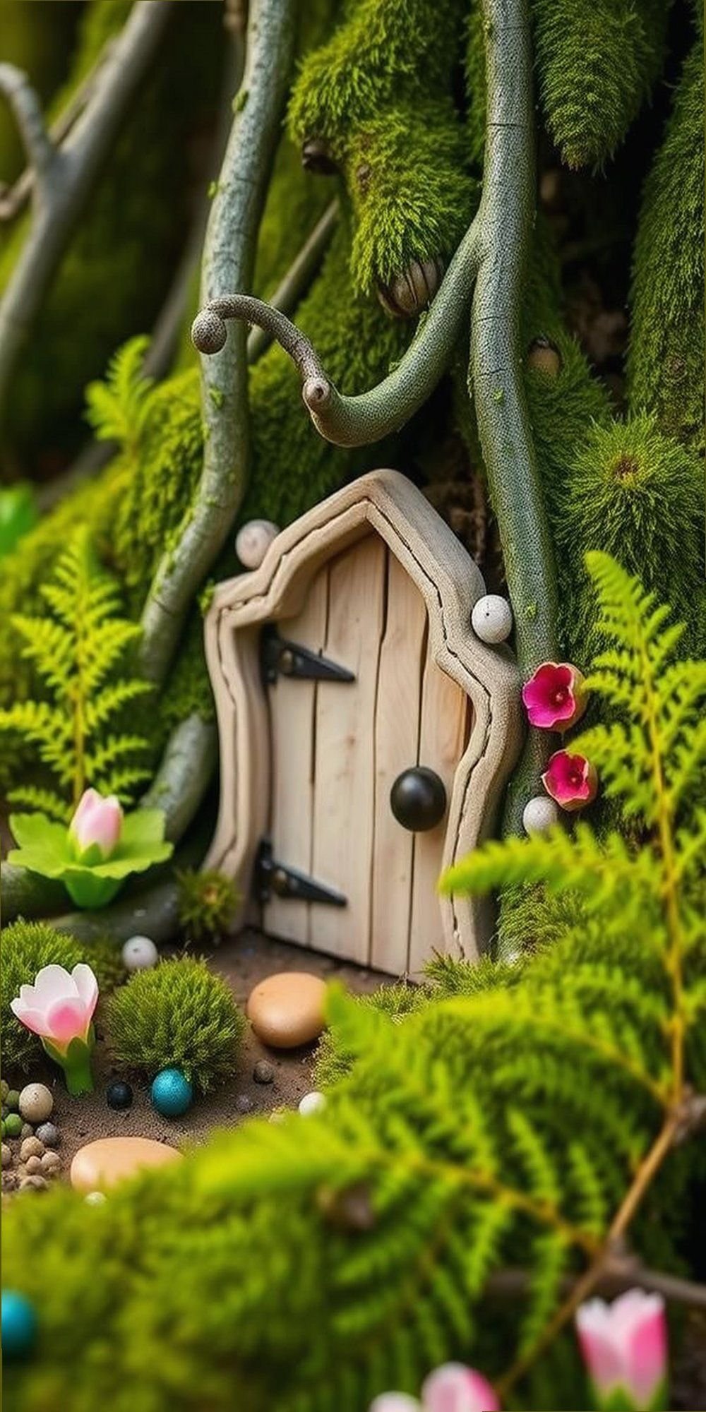 Hidden Fairy Door Among Tree Roots