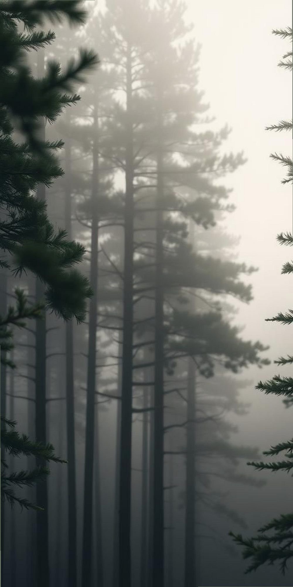 Mystical Fog Rolling Through Pine Trees