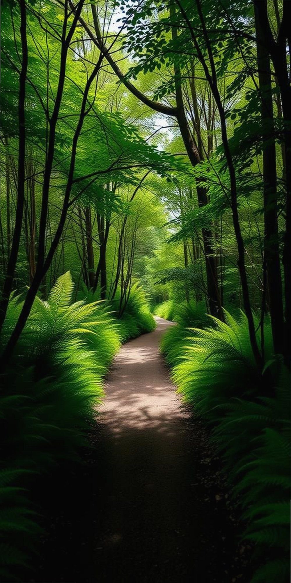 Secret Woodland Pathway Wrapped in Ferns