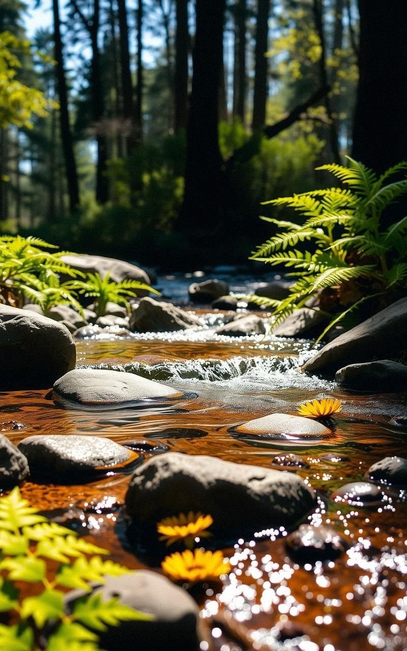 Crystal Clear Stream in Hidden Forest Glade