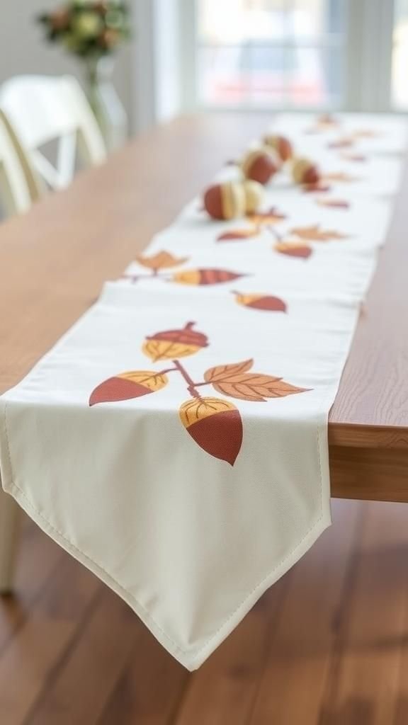 Hand-Painted Acorn Motif Runner