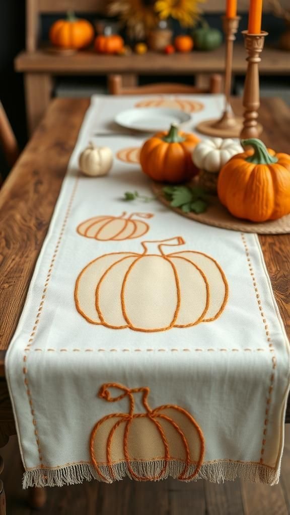 Hand-Stitched Pumpkin Outline Runner