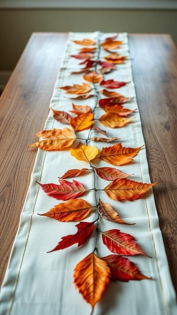 Pressed Leaf Laminated Runner For Nature Touch