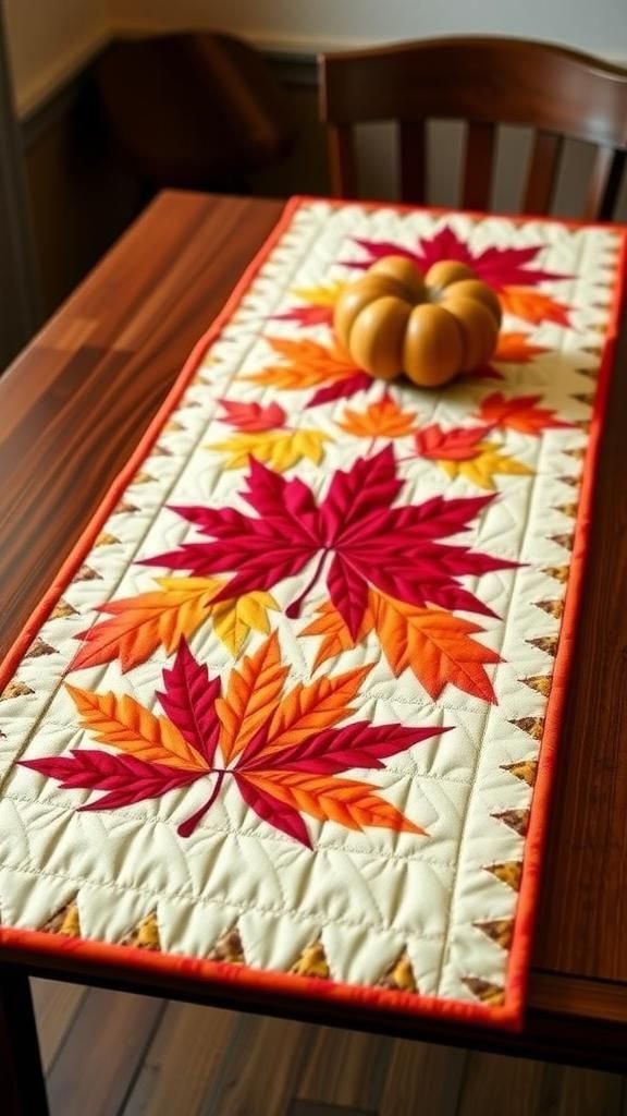 Quilted Maple Leaf Pattern Runner