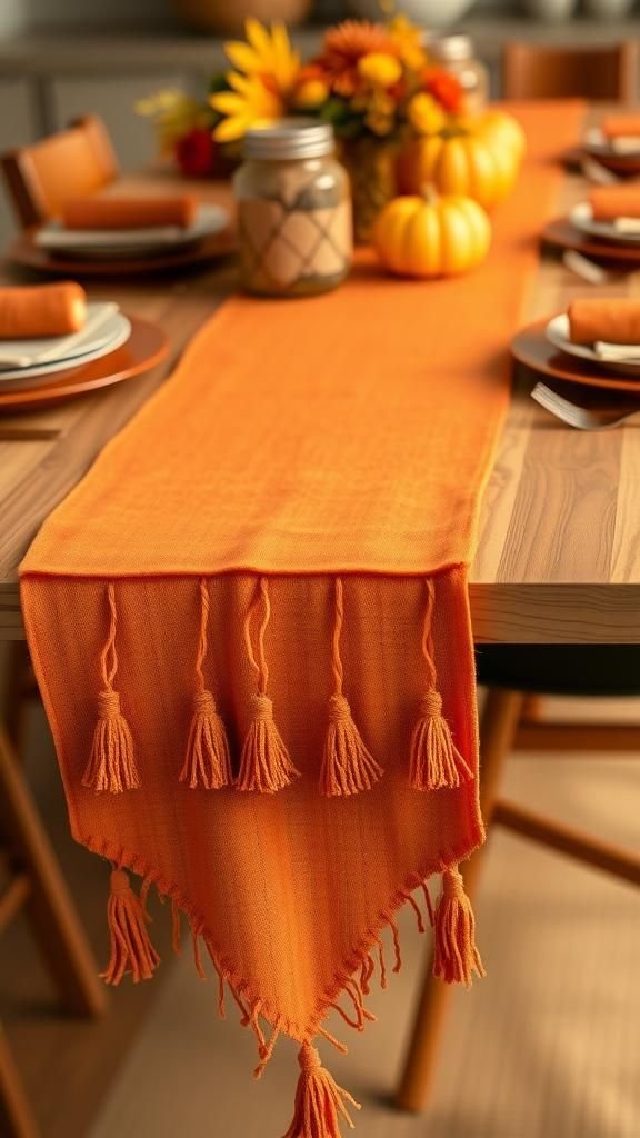 Twine and Fabric Tassel Fringe Runner