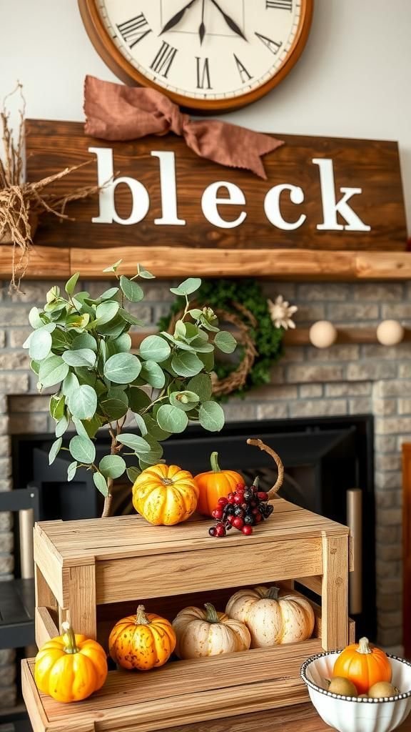 Rustic Wood Accents Paired With Autumn Greenery