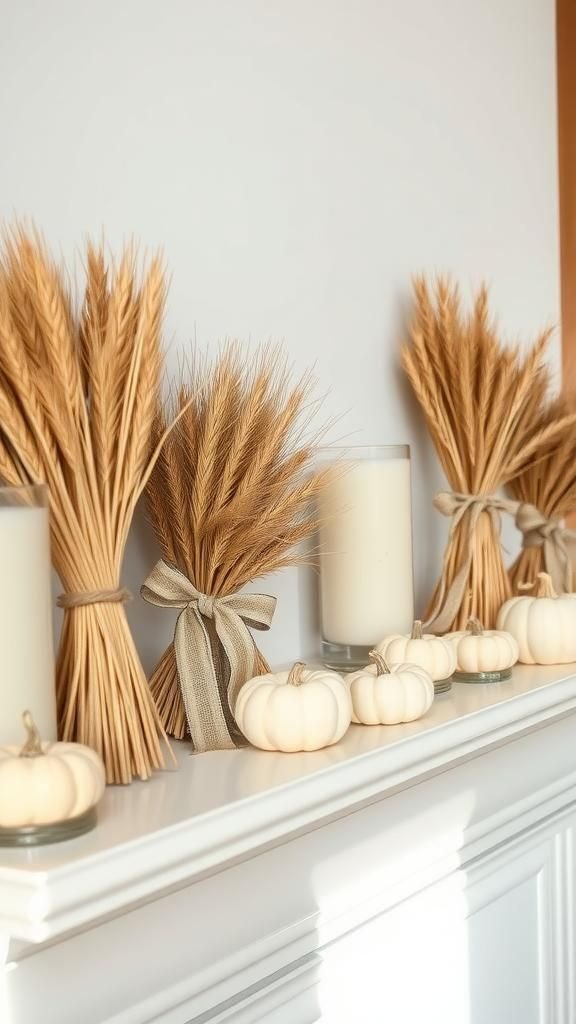Wheat Stalk Bundles Tied With Burlap Ribbon