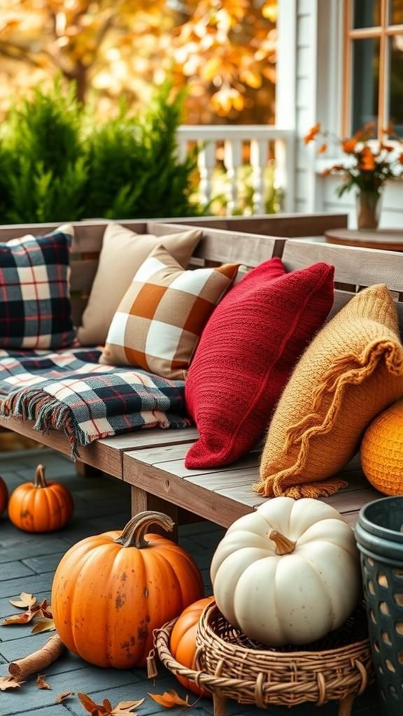 Layered Textures With Plaid Throws And Cushions