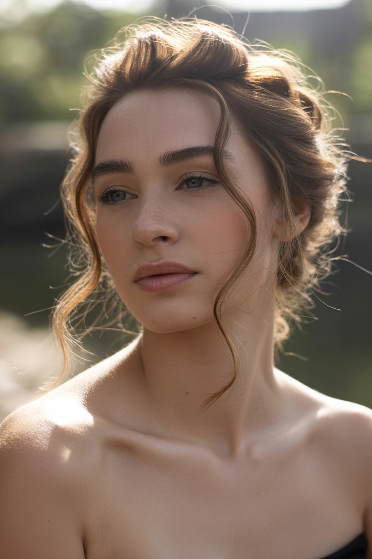 Curly Updo With Soft Wisps Around Face