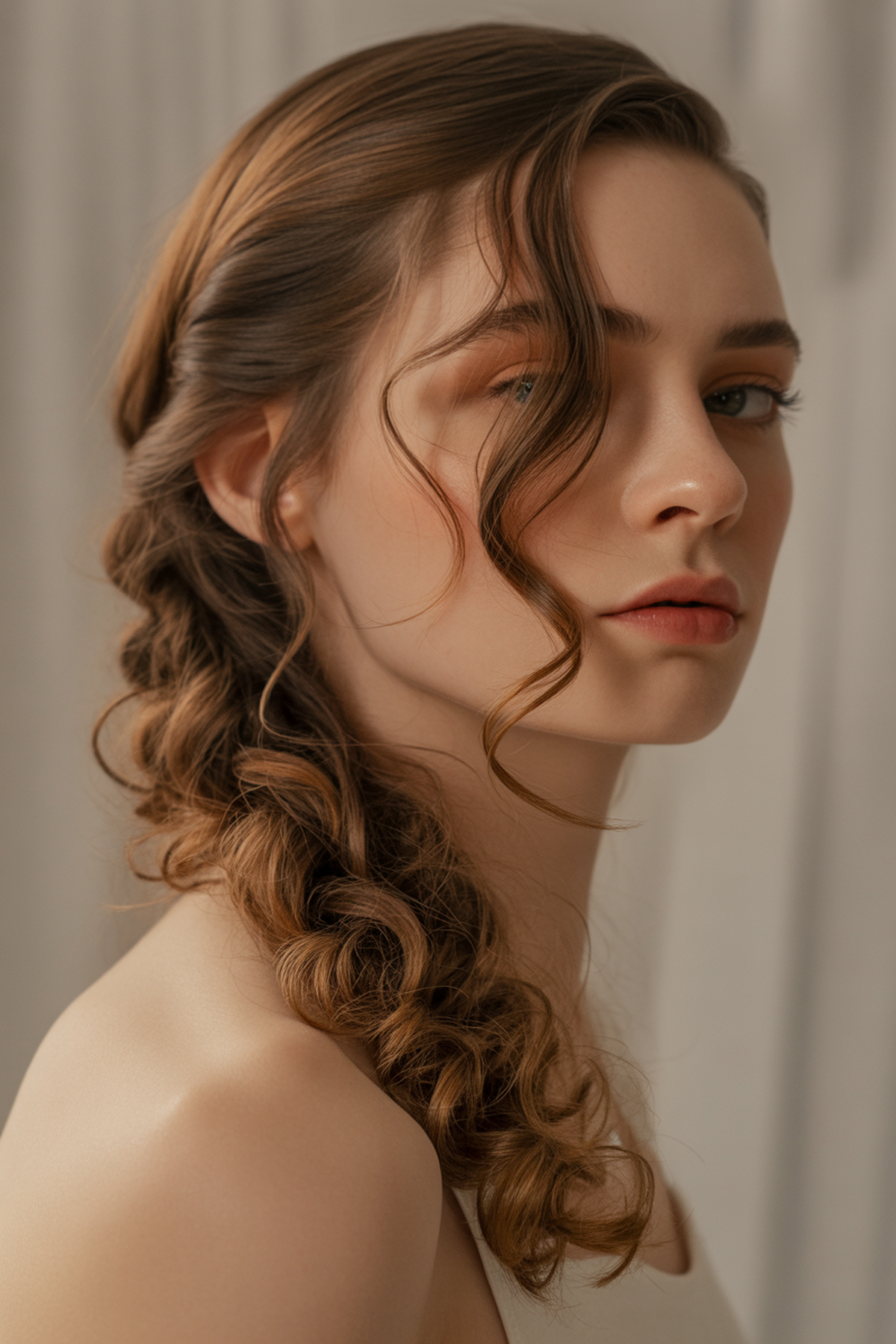 Side-Swept Curls For Romantic Flair