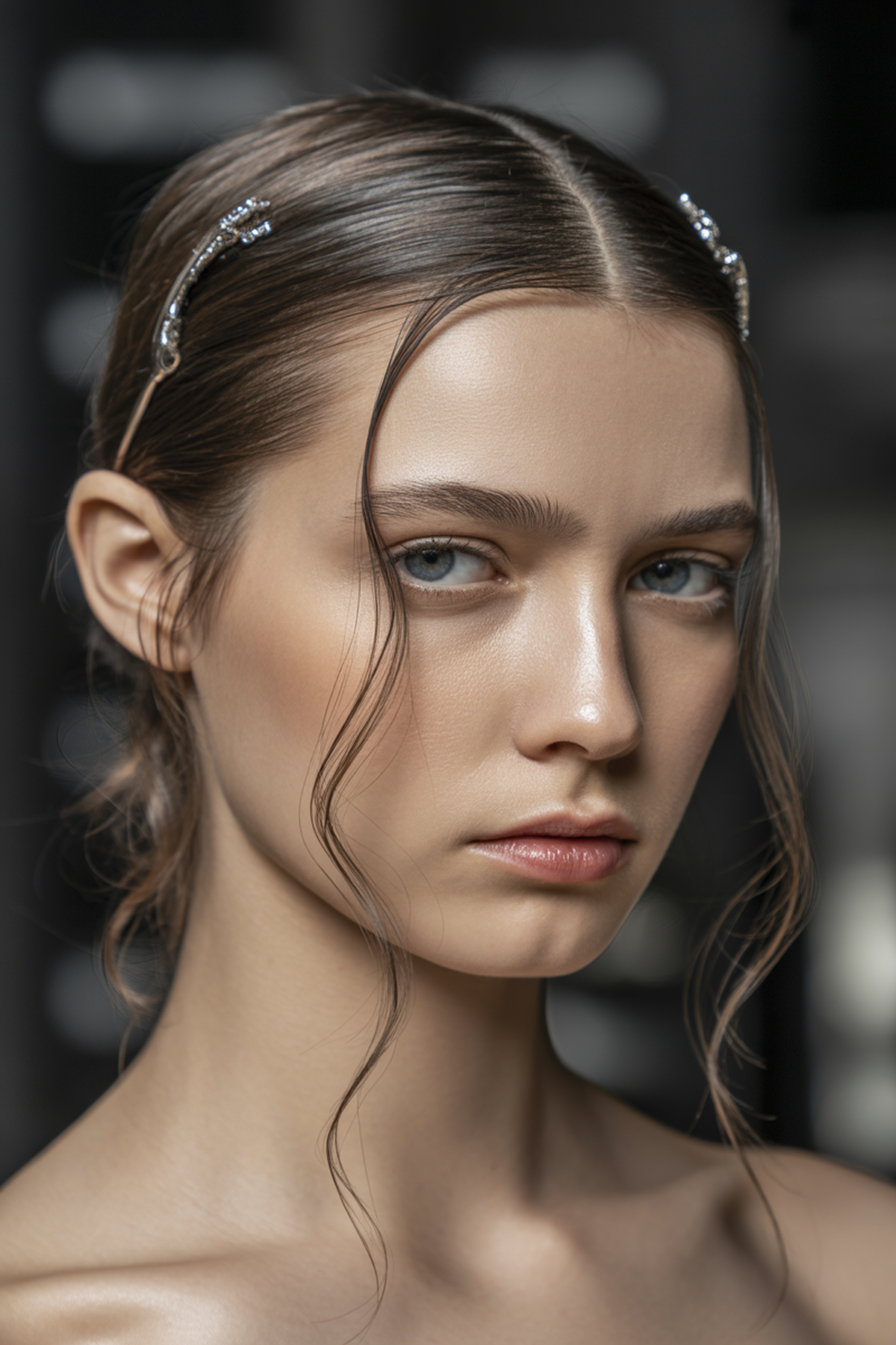 Smooth Straight Hair With A Center Part